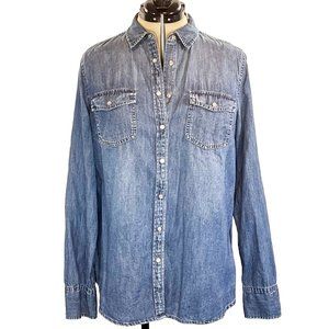 JCrew Chambray Denim Shirt, Vintage Indigo (16 Tall) EUC